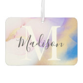 Personalisiertes Monogramm Lila Aquarellglas Autolufterfrischer (Rückseite)