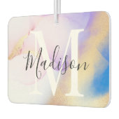 Personalisiertes Monogramm Lila Aquarellglas Autolufterfrischer (Links)