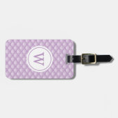 Personalisiertes Monogramm Lila Blumenmuster Gepäckanhänger (Vorderseite horizontal)