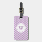 Personalisiertes Monogramm Lila Blumenmuster Gepäckanhänger (Vorderseite vertikal)