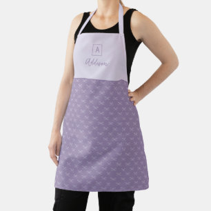 Personalisiertes Monogramm Lila Einfache Schleife Schürze