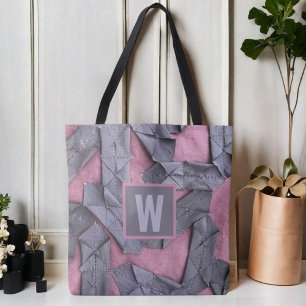 Personalisiertes Monogramm lila geometrisch abstra Tasche