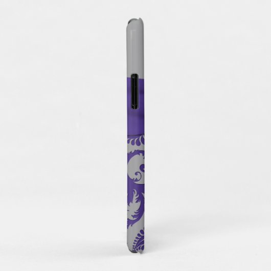 Personalisiertes Monogramm Lila und SilberDamast Case-Mate iPhone Hülle (Hinten/Rechts)