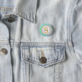 Personalisiertes Monogramm Mandala Gold und Blau Button (Beispiel)
