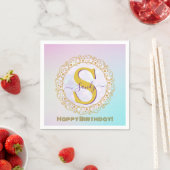 Personalisiertes Monogramm Mandala Gold und Blau Serviette (Beispiel)