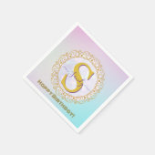 Personalisiertes Monogramm Mandala Gold und Blau Serviette (Ecke)