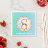 Personalisiertes Monogramm Mandala Gold und Blau Serviette (Beispiel)