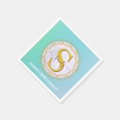 Personalisiertes Monogramm Mandala Gold und Blau Serviette (Ecke)