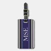 Personalisiertes Monogramm-Marine-Schwarzes Gepäckanhänger (Vorderseite vertikal)