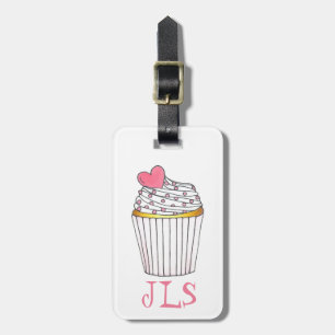 Personalisiertes Monogramm Mattiert rosa Herzklopf Gepäckanhänger