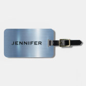Personalisiertes Monogramm Metallic Blue Backgroun Gepäckanhänger (Vorderseite horizontal)