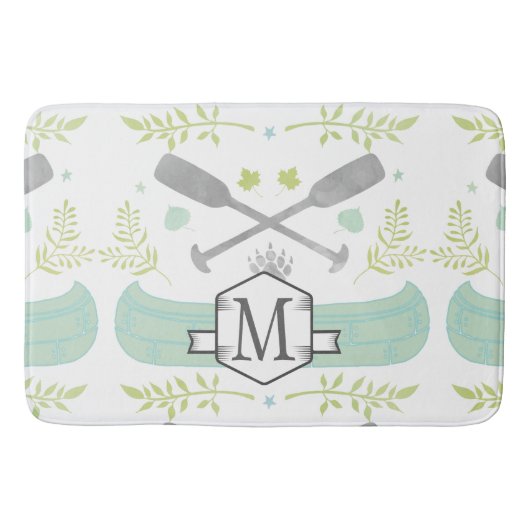 Personalisiertes Monogramm Mini-Kanumuster Badematte (Vorderseite)