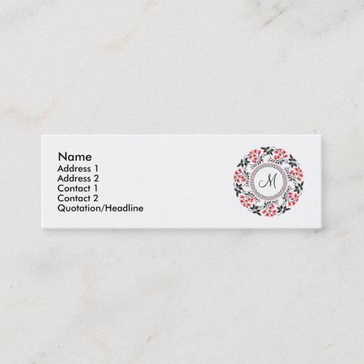 Personalisiertes Monogramm Mini Visitenkarte (Vorderseite)