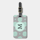Personalisiertes Monogramm Minze und Graues Blumen Gepäckanhänger (Vorderseite vertikal)