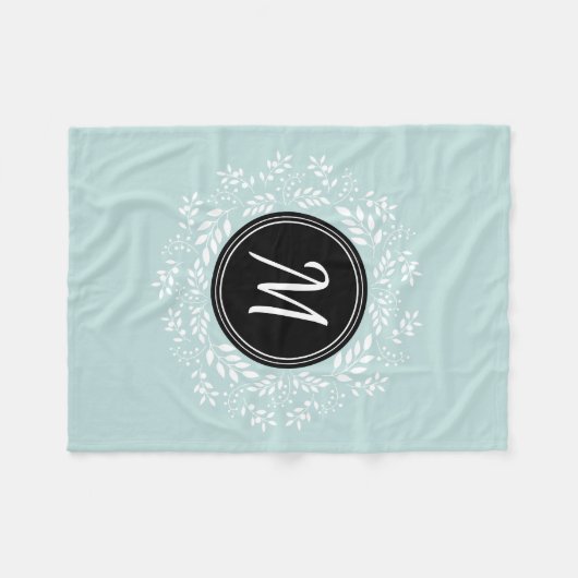 Personalisiertes Monogramm mit blauem Blumenkreide Fleecedecke (Vorderseite (Horizontal))