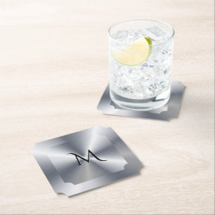 Personalisiertes Monogramm mit metallischem Silber Untersetzer