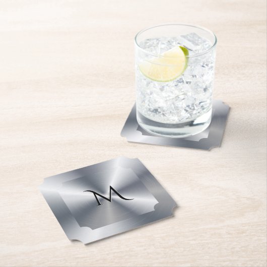 Personalisiertes Monogramm mit metallischem Silber Untersetzer (Vor Ort)