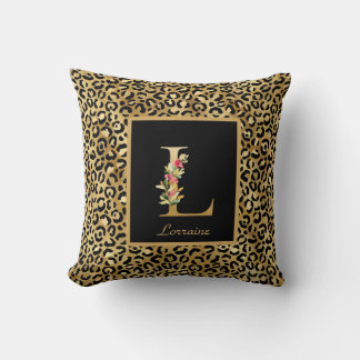 Personalisiertes Monogramm mit modernem Leopard Kissen