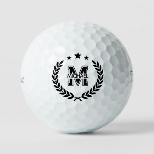 Personalisiertes Monogramm mit Namen und Lorbeerkr Golfball