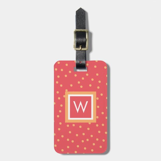 Personalisiertes Monogramm mit Punkten Gepäckanhänger (Vorderseite vertikal)