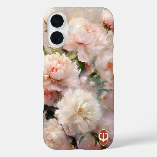 Personalisiertes Monogramm mit rosa Pfingstrosen Case-Mate iPhone Hülle (Rückseite)