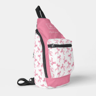 Personalisiertes Monogramm mit rosa Schleifenmuste Crossbody Bag
