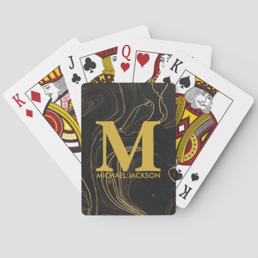 Personalisiertes Monogramm mit schwarzem und golde Spielkarten (Rückseite)