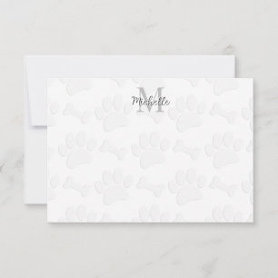 Personalisiertes Monogramm mit Welpenpfotenabdrück Mitteilungskarte