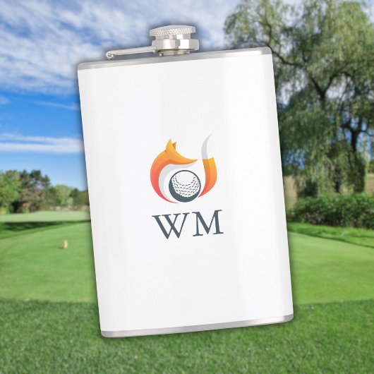 Personalisiertes Monogramm, moderner Fox- und Golf Flachmann