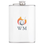 Personalisiertes Monogramm, moderner Fox- und Golf Flachmann (Vorderseite)