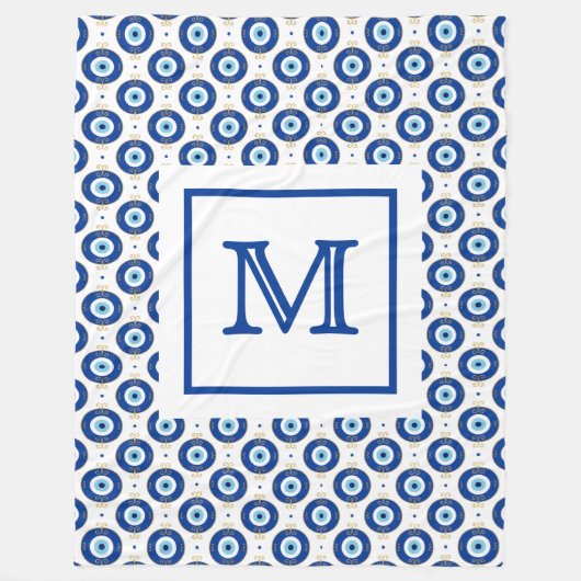 Personalisiertes Monogramm Modernes Böser Blick Mu Fleecedecke (Vorderseite)