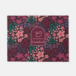 Personalisiertes Monogramm Moody Floral Fußmatte