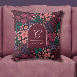 Personalisiertes Monogramm Moody Floral Kissen