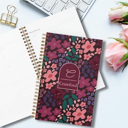 Personalisiertes Monogramm Moody Floral Planer