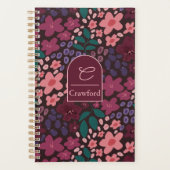 Personalisiertes Monogramm Moody Floral Planer (Vorderseite)