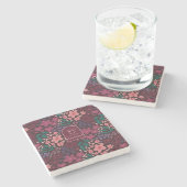 Personalisiertes Monogramm Moody Floral Steinuntersetzer (Seitenansicht)
