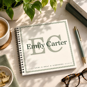 Personalisiertes Monogramm Name Elegantes Spiralno Notizblock