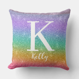 Personalisiertes Monogramm Name Faux Glitter Farbi Kissen