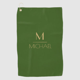 Personalisiertes Monogramm   Name Grün & Gold Golf Golfhandtuch