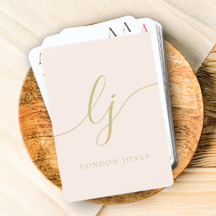 Personalisiertes Monogramm Name Kalligrafie Schrif Spielkarten