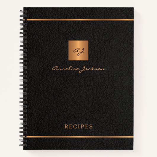 Personalisiertes Monogramm-Namensjournal für Rezep Notizblock (Vorderseite)
