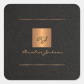 Personalisiertes Monogramm-Namensschild Quadratischer Aufkleber (Vorderseite)