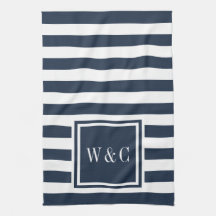 Personalisiertes Monogramm Navy Blau Weiße Streife