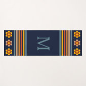 Personalisiertes Monogramm Navy Blue Retro Yogamatte (Vorderseite (Horizontal))