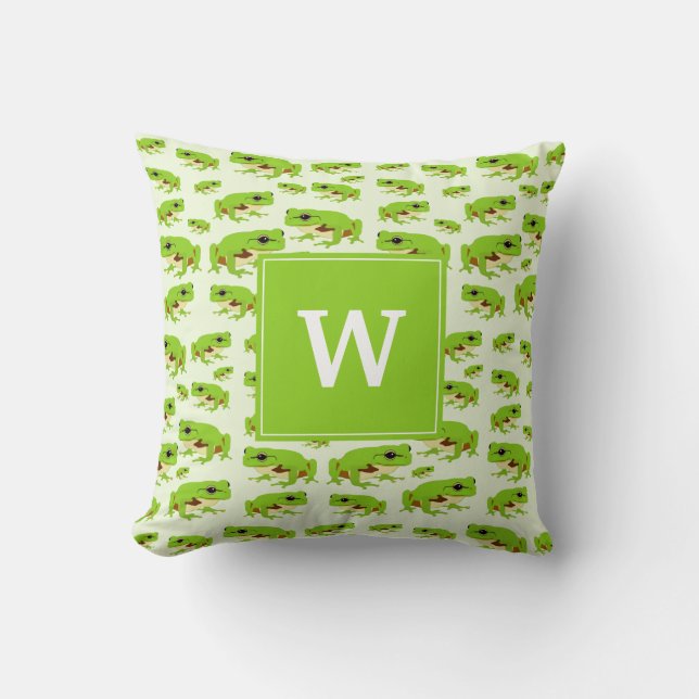 Personalisiertes Monogramm Niedliches Green Tree F Kissen (Vorderseite)