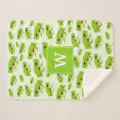 Personalisiertes Monogramm Niedliches Green Tree F Sherpadecke (Vorderseite (Horizontal))