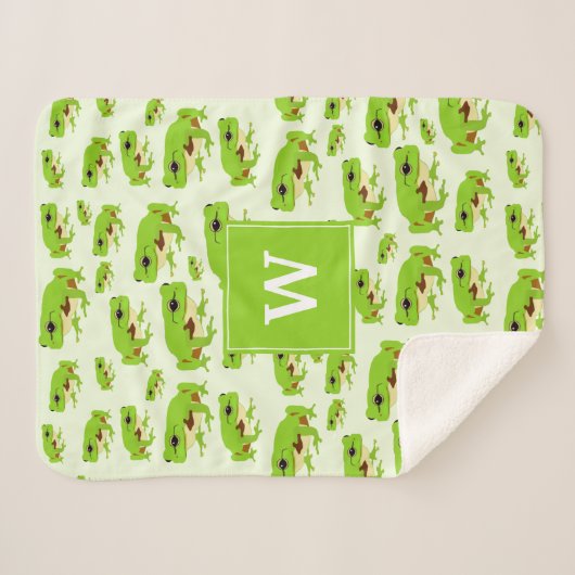 Personalisiertes Monogramm Niedliches Green Tree F Sherpadecke (Vorderseite (Horizontal))