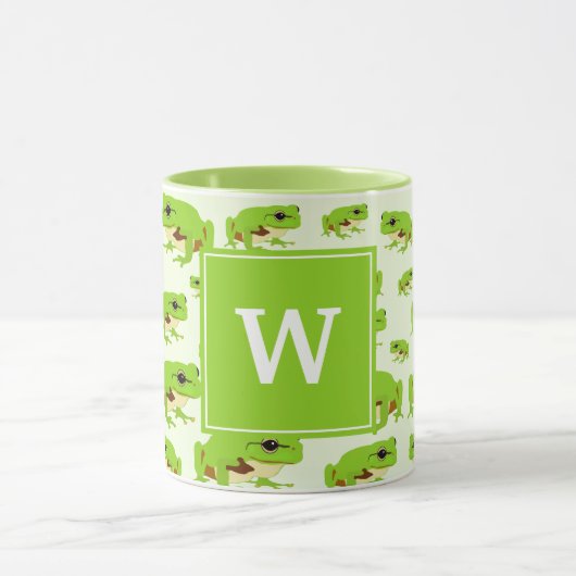 Personalisiertes Monogramm Niedliches Green Tree F Tasse (Zentrum)