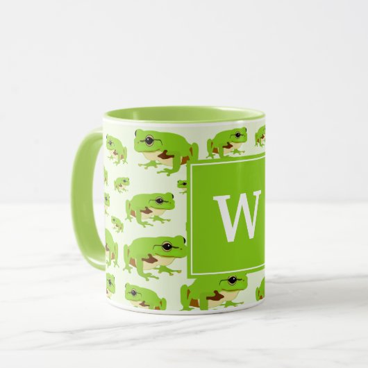 Personalisiertes Monogramm Niedliches Green Tree F Tasse (Vorderseite Links)