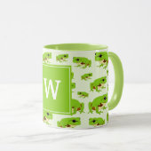 Personalisiertes Monogramm Niedliches Green Tree F Tasse (VorderseiteRechts)